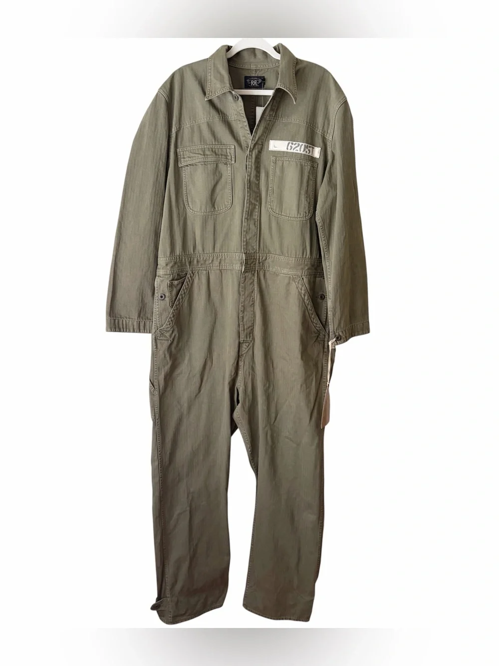 Ralph Lauren RRL Double RL Cotton Herringbone Coverall Workwear Olive Green XL